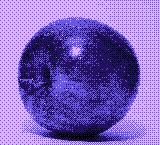 Dithered purple output produced from the apple image